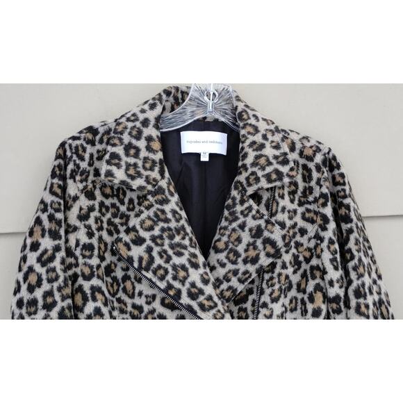 Cupcakes and Cashmere Wool blend Animal Print Margaux Moto Jacket  Size M - Picture 8 of 14